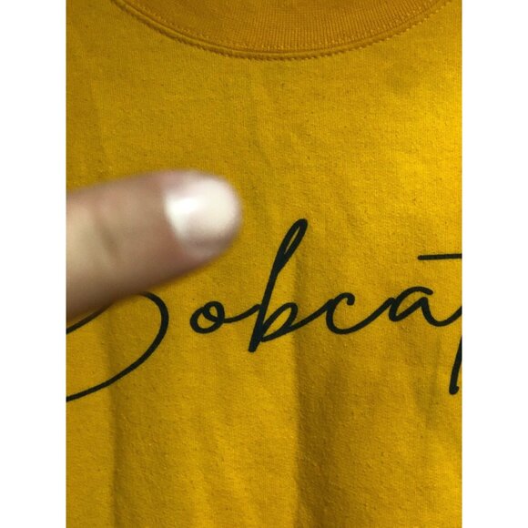 Local Team Preppy Thrashed Yellow Bobcats Pullover Yellow Crewneck Sweatshirt L - Picture 4 of 16